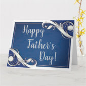 Carte Joyeuse Fête des Pères Bleu blanc (Fleur jaune)