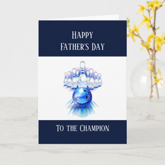 Carte Joyeuse Fête des Pères Bowling Quille Boule (Fleur jaune)