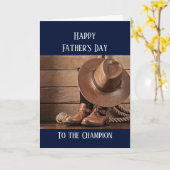 Carte Joyeuse fête des Pères Cavalier occidental Équitat (Fleur jaune)