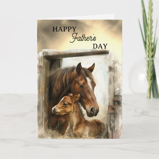 Carte Joyeuse Fête des Pères Cheval et Poulain (Devant)