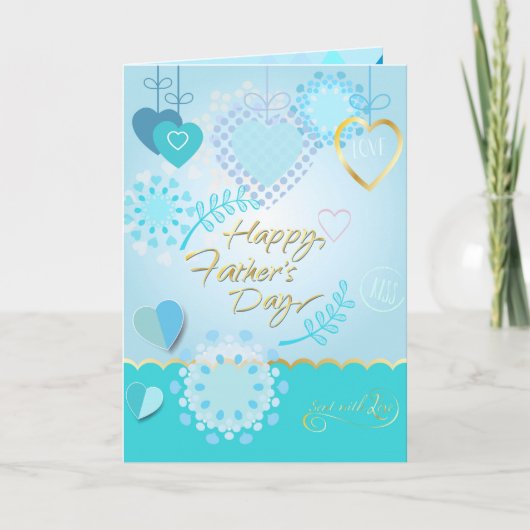 Carte Joyeuse Fête des Pères ! Couleur bleu moderne (Devant)