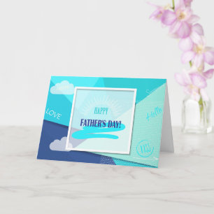Carte Joyeuse fête des Pères ! Couleur bleue moderne