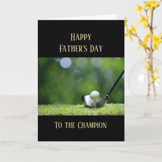 Carte Joyeuse Fête des Pères Golf Golfing Golfeur (Fleur jaune)