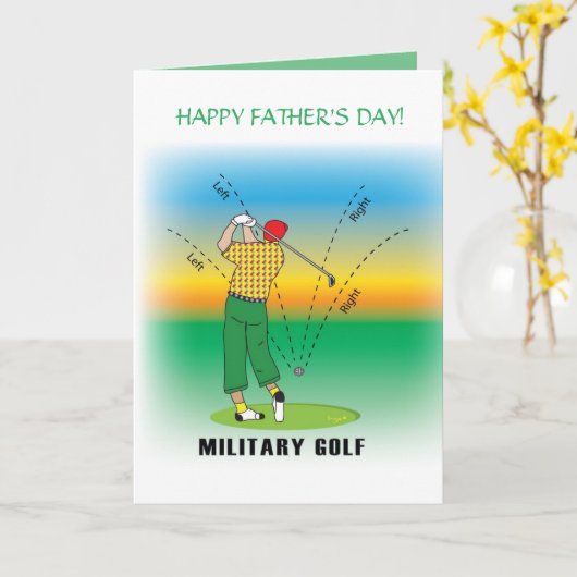 Carte Joyeuse fête des pères - GOLF - Style militaire (Fleur jaune)