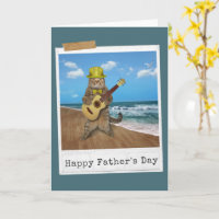Carte Joyeuse Fête des Pères Guitar Cat