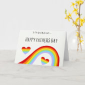 Carte Joyeuse fête des Pères LGBTQ Arc-en-ciel et Cœurs (Fleur jaune)