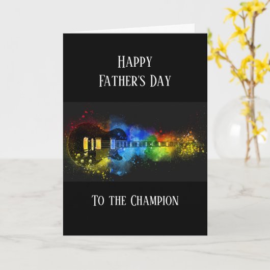 Carte Joyeuse Fête des Pères Musicien Musique Guitare (Fleur jaune)