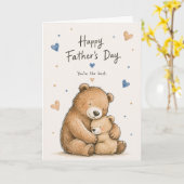 Carte Joyeuse Fête des Pères Ourson Mignon (Fleur jaune)