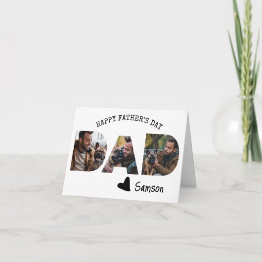 Carte Joyeuse fête des pères, papa De la part du chien M (Devant)