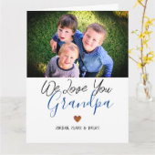 Carte Joyeuse fête des pères, papi deux photos   (Fleur jaune)