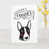 Carte Joyeuse fête des pères pour papa chien | Bull terr (Fleur jaune)