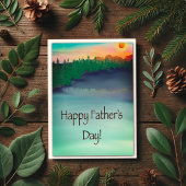 Carte Joyeuse fête des pères Sunset Lake Pêche