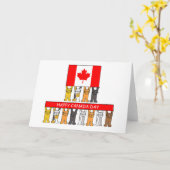 Carte Joyeuse fête du Canada, Dessins de chats avec bann (Fleur jaune)