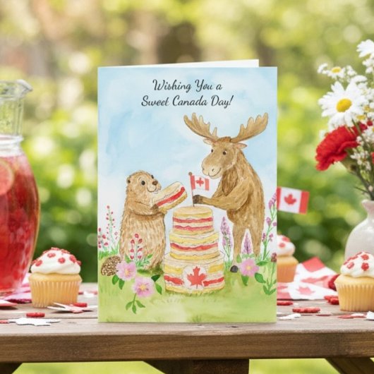 Carte Joyeuse fête du Canada Gâteau au castor et à l'ori
