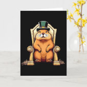 Carte Joyeuse Fête Du Marmotte Marmotte Avec Chapeau (Fleur jaune)