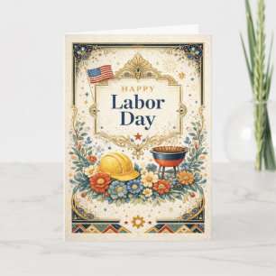 Carte Joyeuse Fête du Travail Classique Colorée