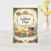Carte Joyeuse Fête du Travail Classique Colorée (Fleur jaune)