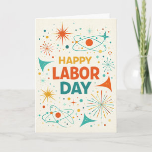Carte Joyeuse fête du Travail rétro atomique