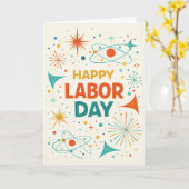 Carte Joyeuse fête du Travail rétro atomique (Fleur jaune)