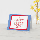 Carte Joyeuse Fête Du Travail Rétro En Rouge Rétro (Fleur jaune)