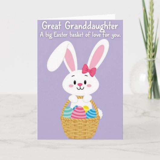 Carte Joyeuse Fête Lapin Avec Panier (Devant)
