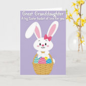 Carte Joyeuse Fête Lapin Avec Panier (Fleur jaune)