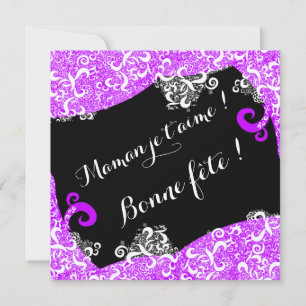 Carte Joyeuse fête maman - Motif dentelle