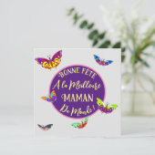 Carte Joyeuse fête maman - papillons multicolores (Debout devant)