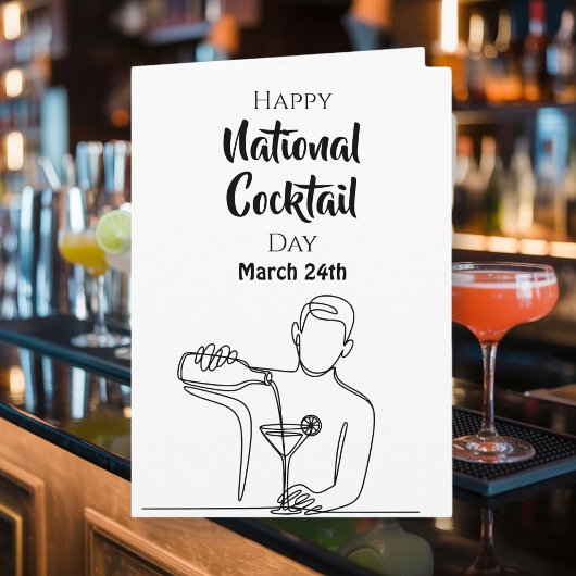 Carte Joyeuse fête nationale du cocktail - 24 mars