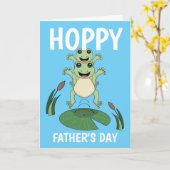 Carte Joyeuse Fête Papa Grenouilles qui sautent (Fleur jaune)