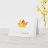 Carte Joyeuse feuille d'érable à aquarelle de la fête du (Fleur jaune)