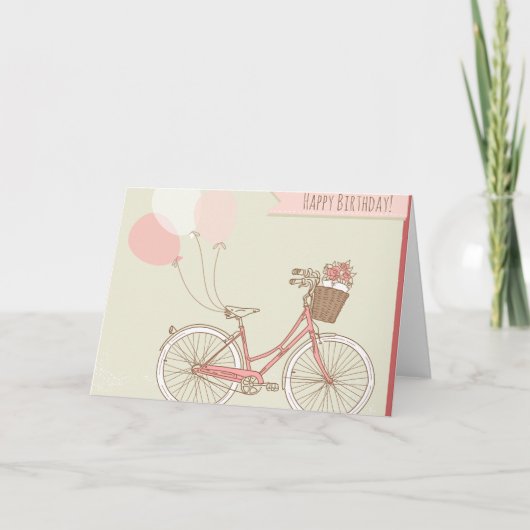 Carte Joyeuse fille cycliste anniversaire (Devant)