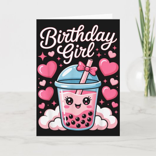 Carte Joyeuse Fille d'anniversaire Arc Rose Mignon Bubbl (Devant)