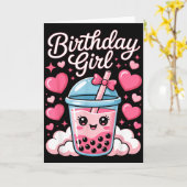 Carte Joyeuse Fille d'anniversaire Arc Rose Mignon Bubbl (Fleur jaune)