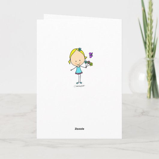 Carte Joyeuse fille d'anniversaire avec des fleurs (Dos)