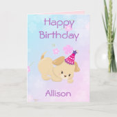 Carte Joyeuse Fille D'anniversaire Joli Chiot (Devant)