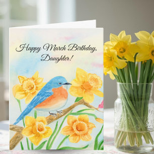 Carte Joyeuse Fille Mars Anniversaire Oiseau Bleu