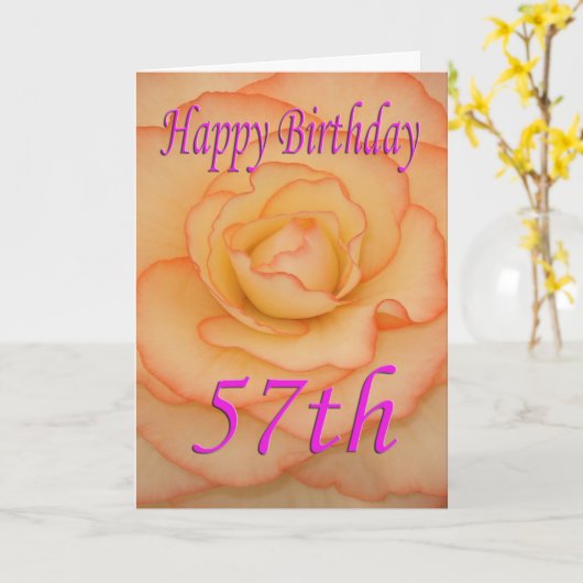 Carte Joyeuse Fleur d'anniversaire 57e (Fleur jaune)
