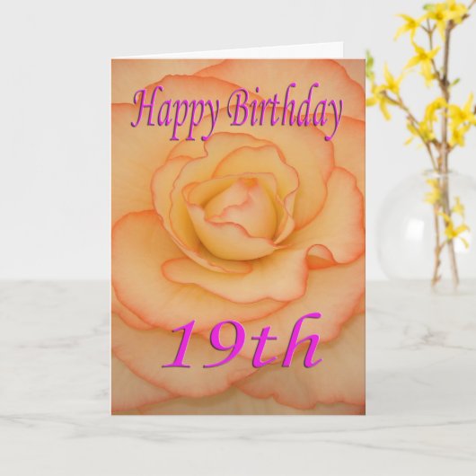 Carte Joyeuse Fleur du 19e anniversaire (Fleur jaune)