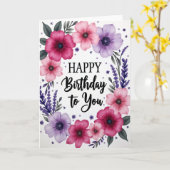 Carte Joyeuse Fleurie à Points (Fleur jaune)