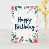 Carte Joyeuse Fleurie à Points (Fleur jaune)