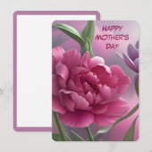 Carte Joyeuse Fleurs de la Fête des Mères, Peony, Floral (Devant / Derrière)
