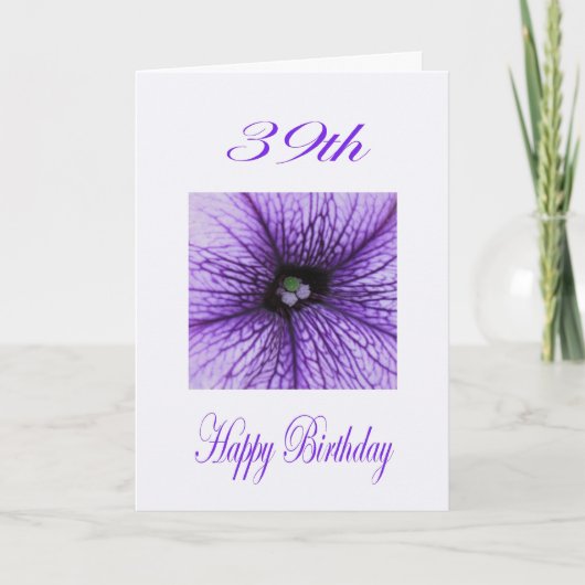Carte Joyeuse floraison violette du 39e anniversaire (Devant)