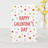 Carte Joyeuse Galentines Day Étoiles Cœurs (Fleur jaune)