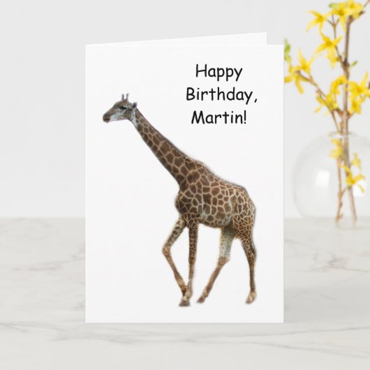Carte Joyeuse Giraffe d'anniversaire (Fleur jaune)