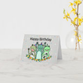Carte Joyeuse grenouilles s'amuser fêter mignonne drôle  (Fleur jaune)