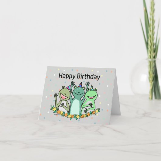 Carte Joyeuse grenouilles s'amuser fêter mignonne drôle  (Devant)