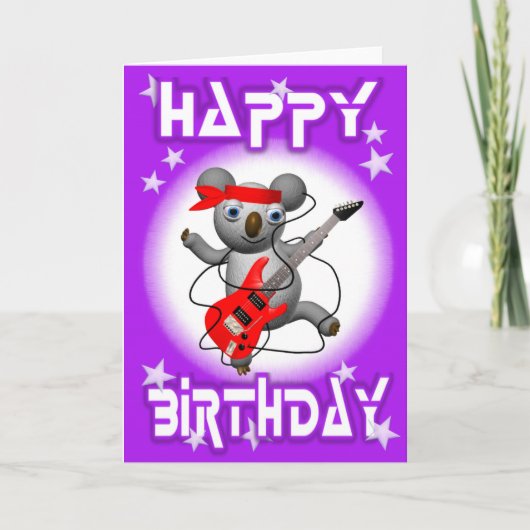 Carte Joyeuse guitare d'anniversaire Koala par Valxart (Devant)