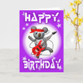 Carte Joyeuse guitare d'anniversaire Koala par Valxart (Fleur jaune)