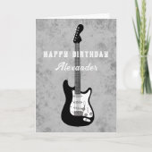 Carte Joyeuse Guitare électrique d'anniversaire noir et  (Devant)